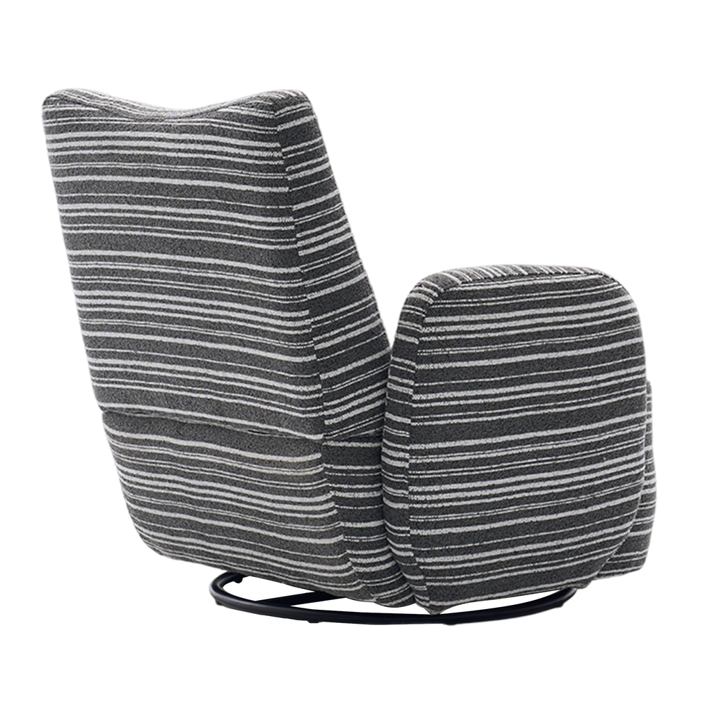 Modern Style 360° Swivel Leisure Chair Fabric Striped Armrest Swivel Chair with sand-rimmed fabric and metal bracket, suitable for living room, balcony and bedroom Accent Chair