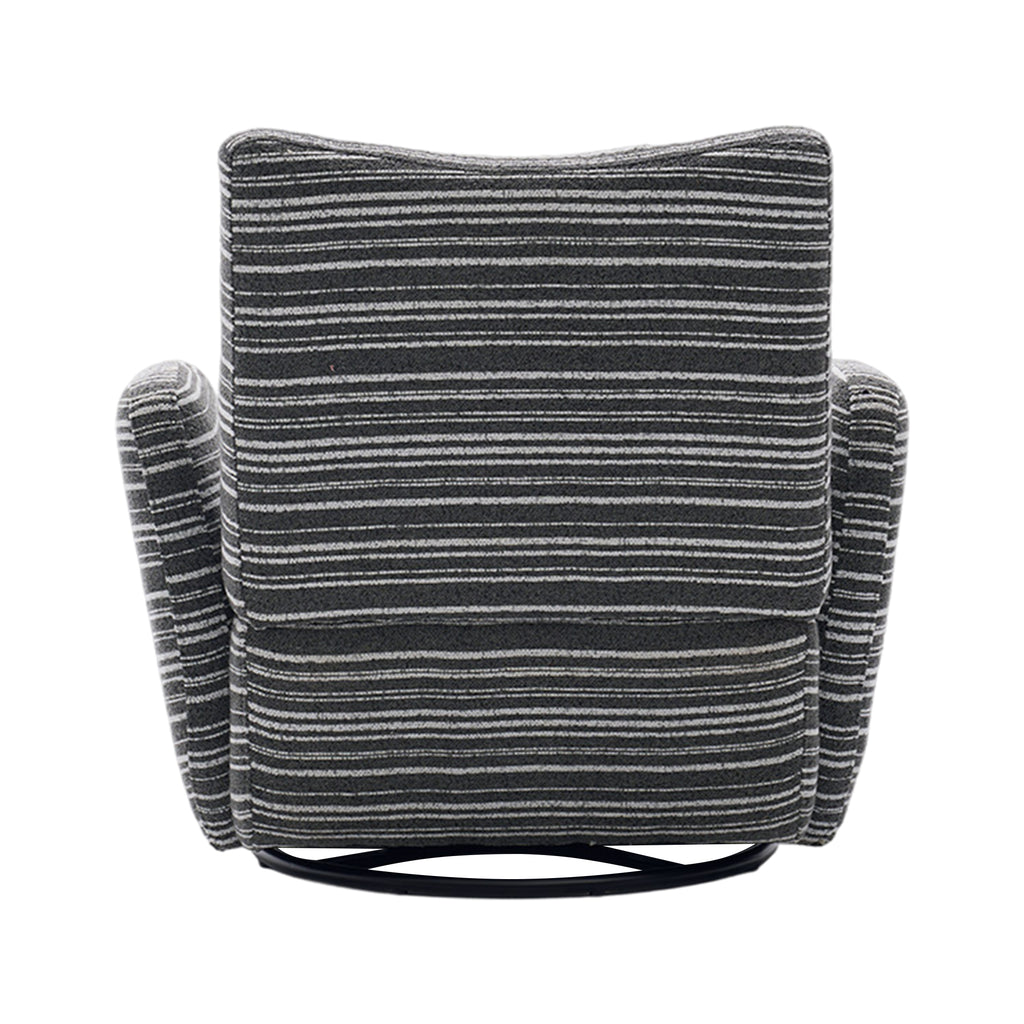 Modern Style 360° Swivel Leisure Chair Fabric Striped Armrest Swivel Chair with sand-rimmed fabric and metal bracket, suitable for living room, balcony and bedroom Accent Chair