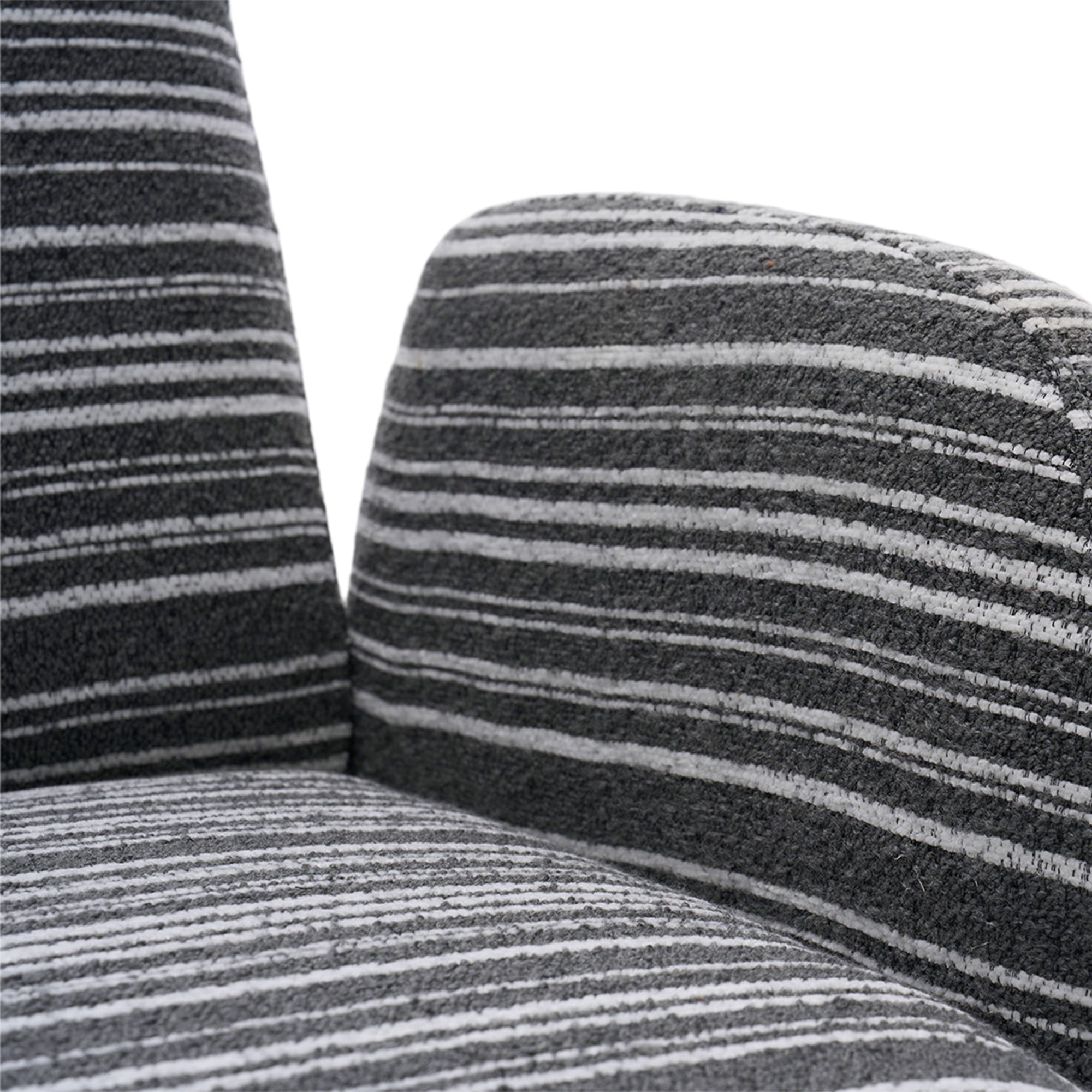 Modern Style 360° Swivel Leisure Chair Fabric Striped Armrest Swivel Chair with sand-rimmed fabric and metal bracket, suitable for living room, balcony and bedroom Accent Chair