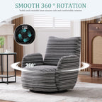 Modern Style 360° Swivel Leisure Chair Fabric Striped Armrest Swivel Chair with sand-rimmed fabric and metal bracket, suitable for living room, balcony and bedroom Accent Chair