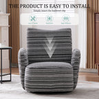 Modern Style 360° Swivel Leisure Chair Fabric Striped Armrest Swivel Chair with sand-rimmed fabric and metal bracket, suitable for living room, balcony and bedroom Accent Chair