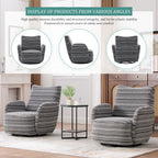 Modern Style 360° Swivel Leisure Chair Fabric Striped Armrest Swivel Chair with sand-rimmed fabric and metal bracket, suitable for living room, balcony and bedroom Accent Chair