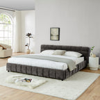 King Size Upholstered Bed ,comfortable upholstered bed frame, Chenille fabric, with headboard and solid bed frame. With drawer for storage.-Dark Gray(88.5''*85.5''*31'')