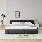 King Size Upholstered Bed ,comfortable upholstered bed frame, Chenille fabric, with headboard and solid bed frame. With drawer for storage.-Dark Gray(88.5''*85.5''*31'')