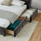 King Size Upholstered Bed ,comfortable upholstered bed frame, Chenille fabric, with headboard and solid bed frame. With drawer for storage.-Dark Gray(88.5''*85.5''*31'')
