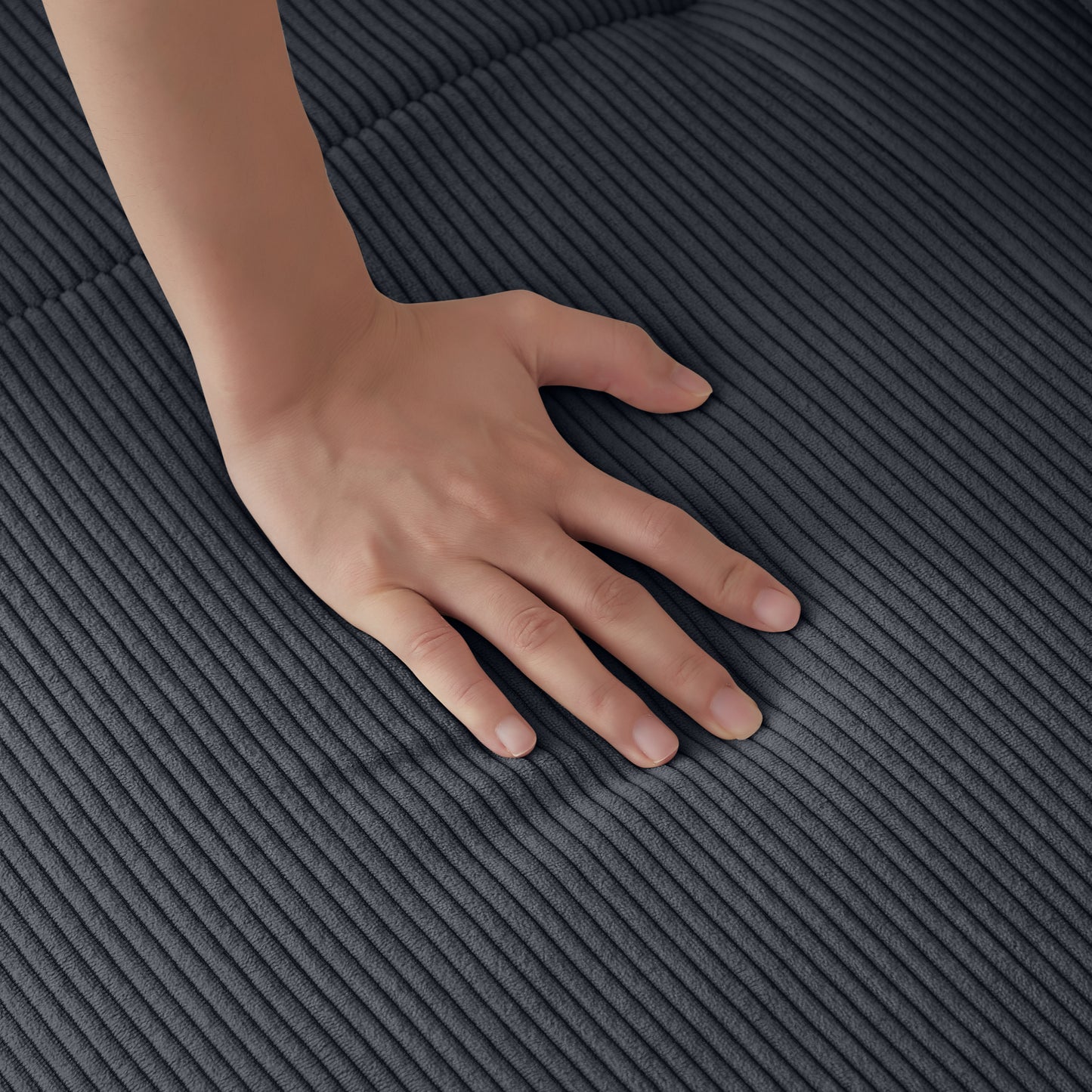 113' Modern L-Shaped Modular Sectional Sofa for Living Room, Corduroy Upholstery dark gray, Oversized 3-Seater Couch with Deep Seat and Movable Ottoman – No Assembly