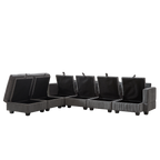 113.5'' Modular Sectiona Corduroy Sofa, Sectional Couches for Living Room U Shaped Sectional Couch with Storage Ottoman, 6 Seats Convertible Sectionals with Chaise