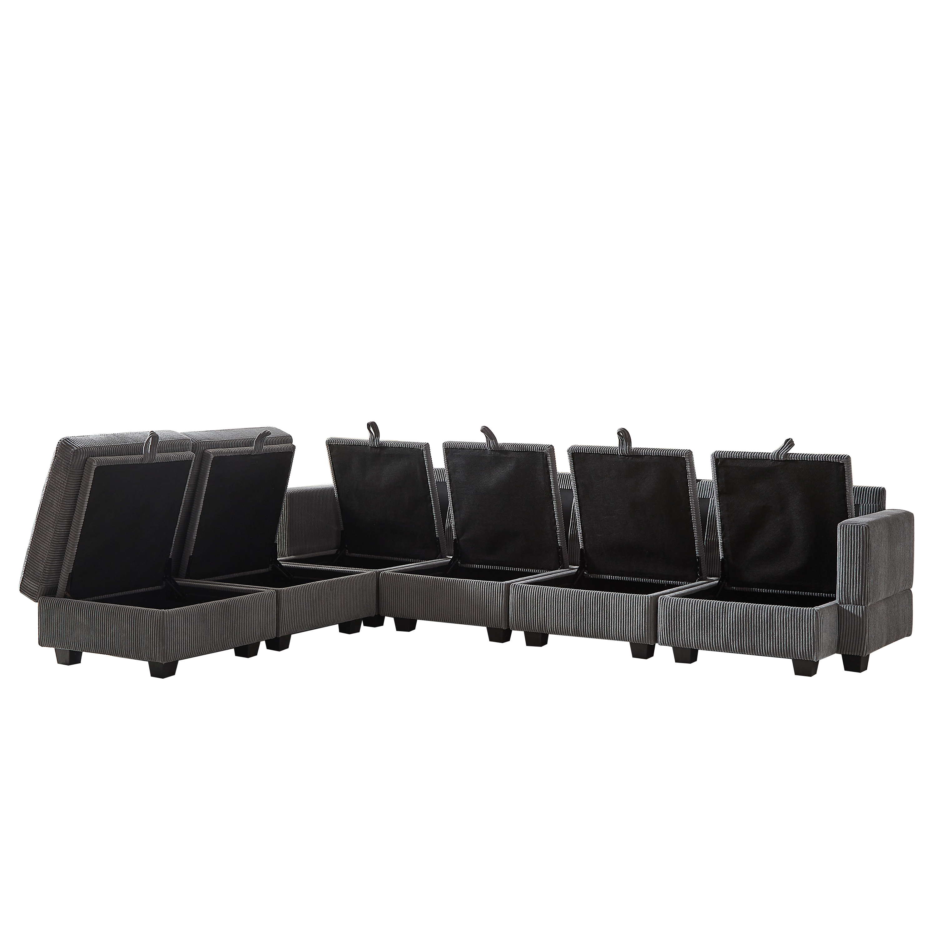 113.5'' Modular Sectiona Corduroy Sofa, Sectional Couches for Living Room U Shaped Sectional Couch with Storage Ottoman, 6 Seats Convertible Sectionals with Chaise