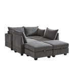 113.5'' Modular Sectiona Corduroy Sofa, Sectional Couches for Living Room U Shaped Sectional Couch with Storage Ottoman, 6 Seats Convertible Sectionals with Chaise