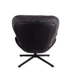 360° Swivel Office Chair, Modern Chenille Chair with Faux Leather and Black Metal Base Frame, No Wheels, Accent Chair for Small Spaces, Living Room, Bedroom, Reading Corner, Office, Dark Gray