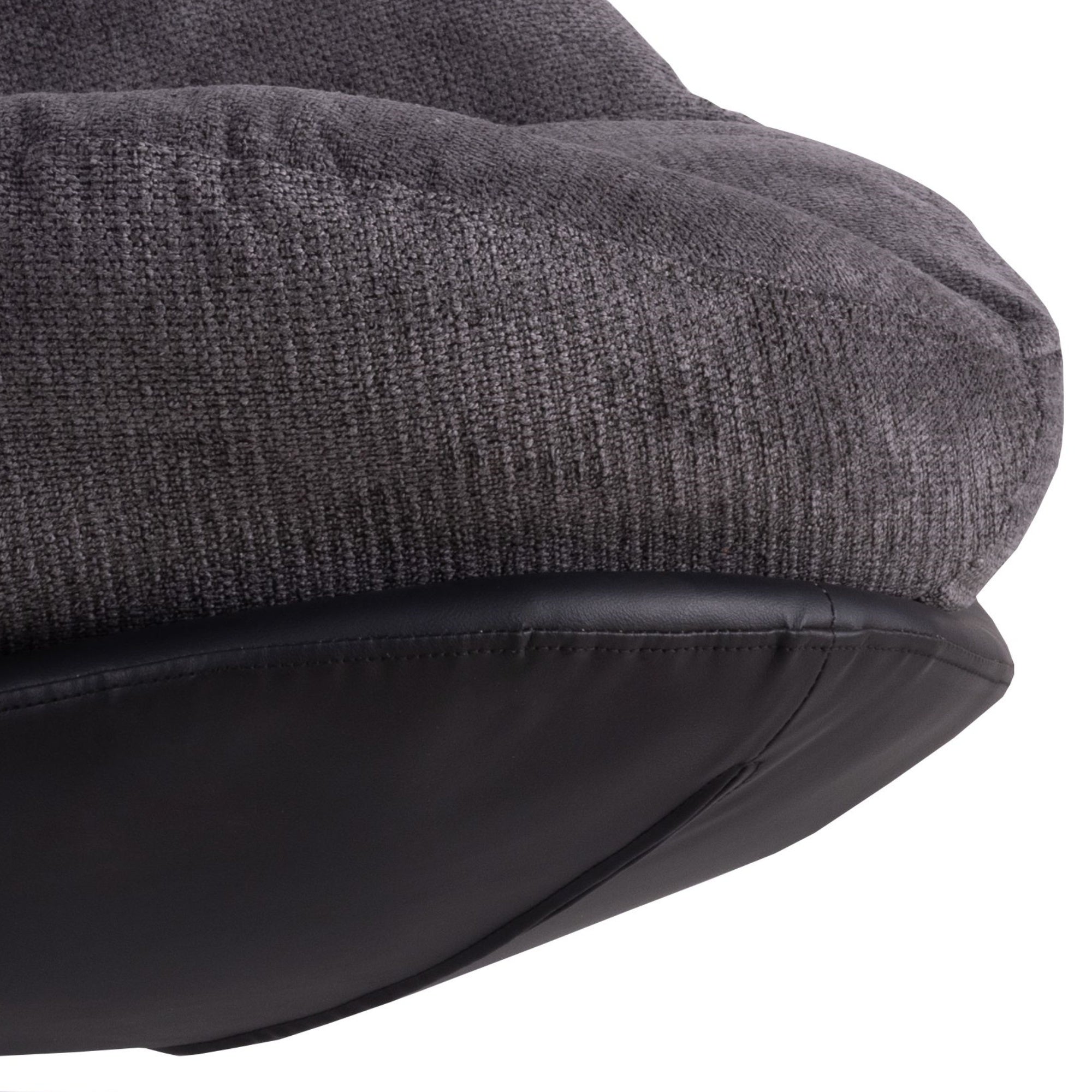 360° Swivel Office Chair, Modern Chenille Chair with Faux Leather and Black Metal Base Frame, No Wheels, Accent Chair for Small Spaces, Living Room, Bedroom, Reading Corner, Office, Dark Gray