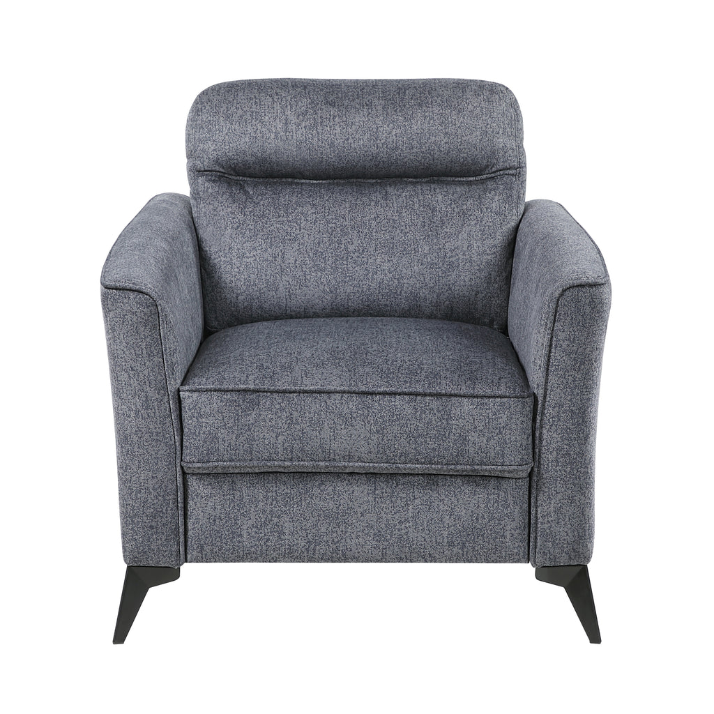 Modern Living Room Chair Dark Gray Microfiber Upholstery Comfortable Cushion Seat Black Metal Legs Contemporary Furniture 1pc