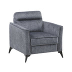Modern Living Room Chair Dark Gray Microfiber Upholstery Comfortable Cushion Seat Black Metal Legs Contemporary Furniture 1pc