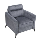 Modern Living Room Chair Dark Gray Microfiber Upholstery Comfortable Cushion Seat Black Metal Legs Contemporary Furniture 1pc