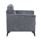Modern Living Room Chair Dark Gray Microfiber Upholstery Comfortable Cushion Seat Black Metal Legs Contemporary Furniture 1pc