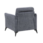 Modern Living Room Chair Dark Gray Microfiber Upholstery Comfortable Cushion Seat Black Metal Legs Contemporary Furniture 1pc