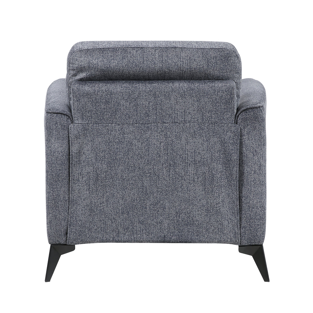 Modern Living Room Chair Dark Gray Microfiber Upholstery Comfortable Cushion Seat Black Metal Legs Contemporary Furniture 1pc