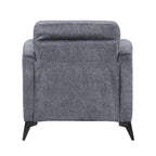 Modern Living Room Chair Dark Gray Microfiber Upholstery Comfortable Cushion Seat Black Metal Legs Contemporary Furniture 1pc