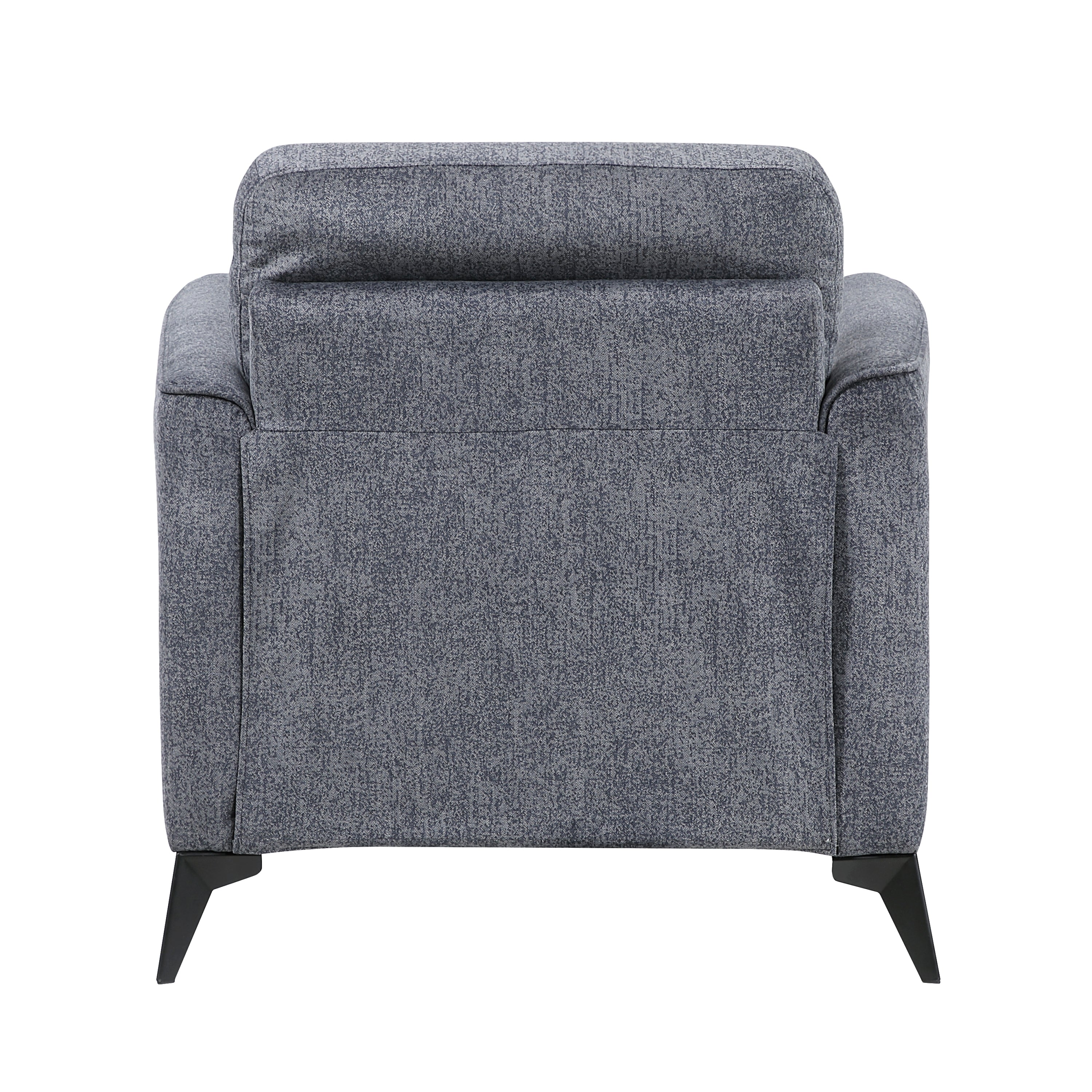 Modern Living Room Chair Dark Gray Microfiber Upholstery Comfortable Cushion Seat Black Metal Legs Contemporary Furniture 1pc