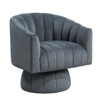 Dark Gray Velvet Accent Chair Modern Luxury Living Room Furniture, 1pc Swivel Chair Comfortable Barrel Back