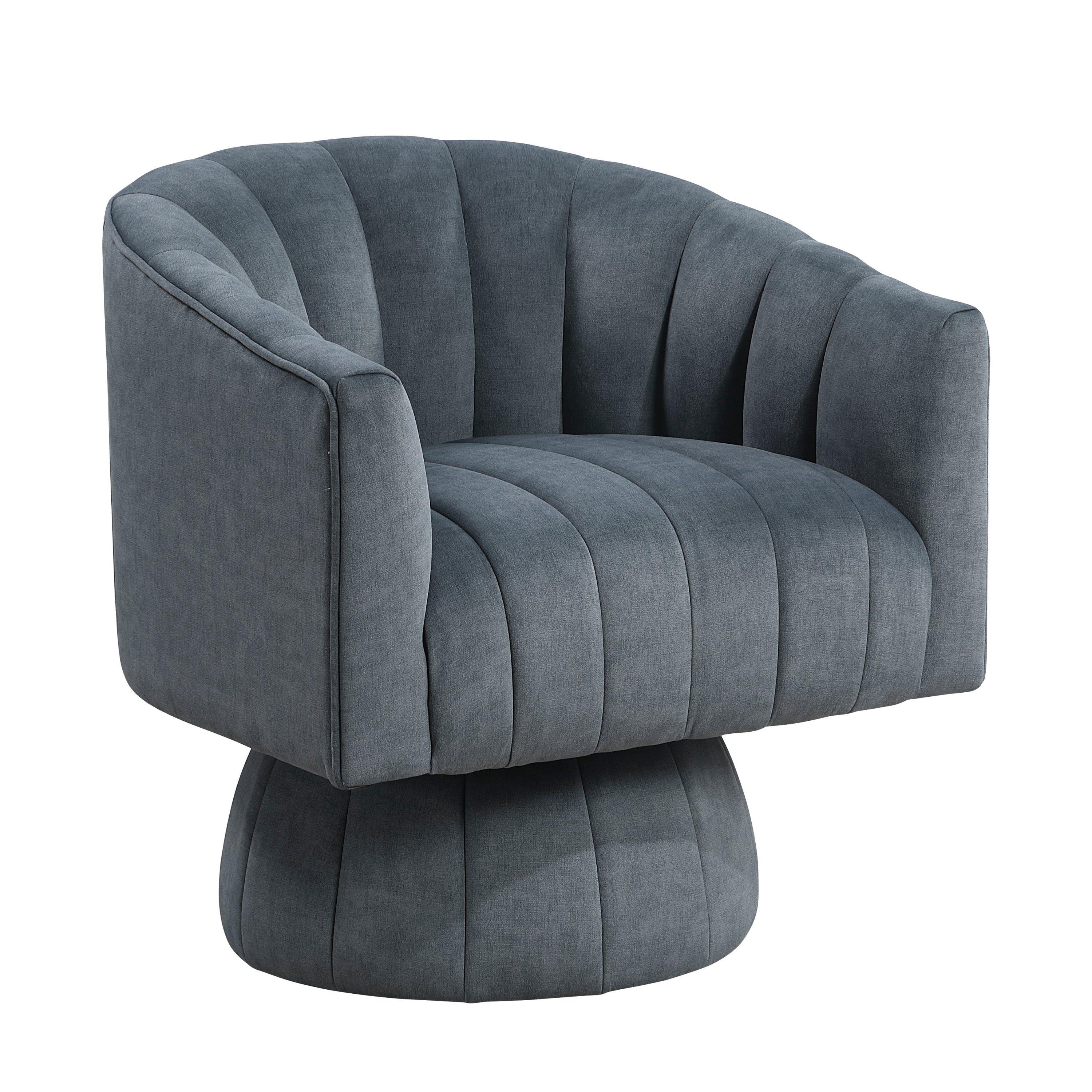 Dark Gray Velvet Accent Chair Modern Luxury Living Room Furniture, 1pc Swivel Chair Comfortable Barrel Back