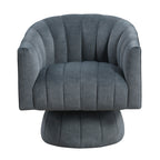 Dark Gray Velvet Accent Chair Modern Luxury Living Room Furniture, 1pc Swivel Chair Comfortable Barrel Back