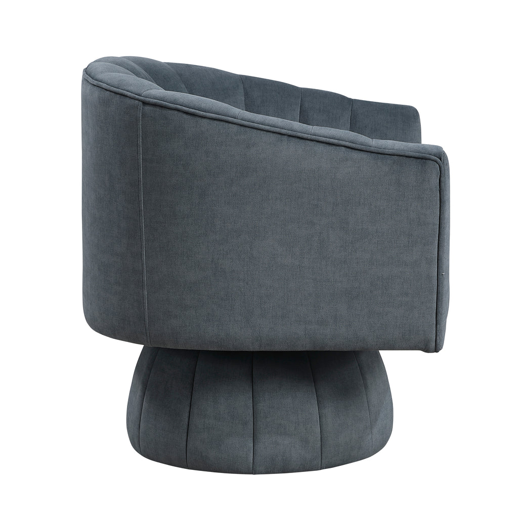 Dark Gray Velvet Accent Chair Modern Luxury Living Room Furniture, 1pc Swivel Chair Comfortable Barrel Back