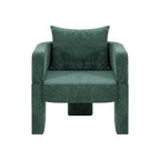 Modern 3-Leg Chenille Accent Chair with Ergonomic Arms & Removable Pillow, Plush Small Space Armchair, Single Sofa Chair for Living Room, Bedroom, Dining Room and Office, Dark Green