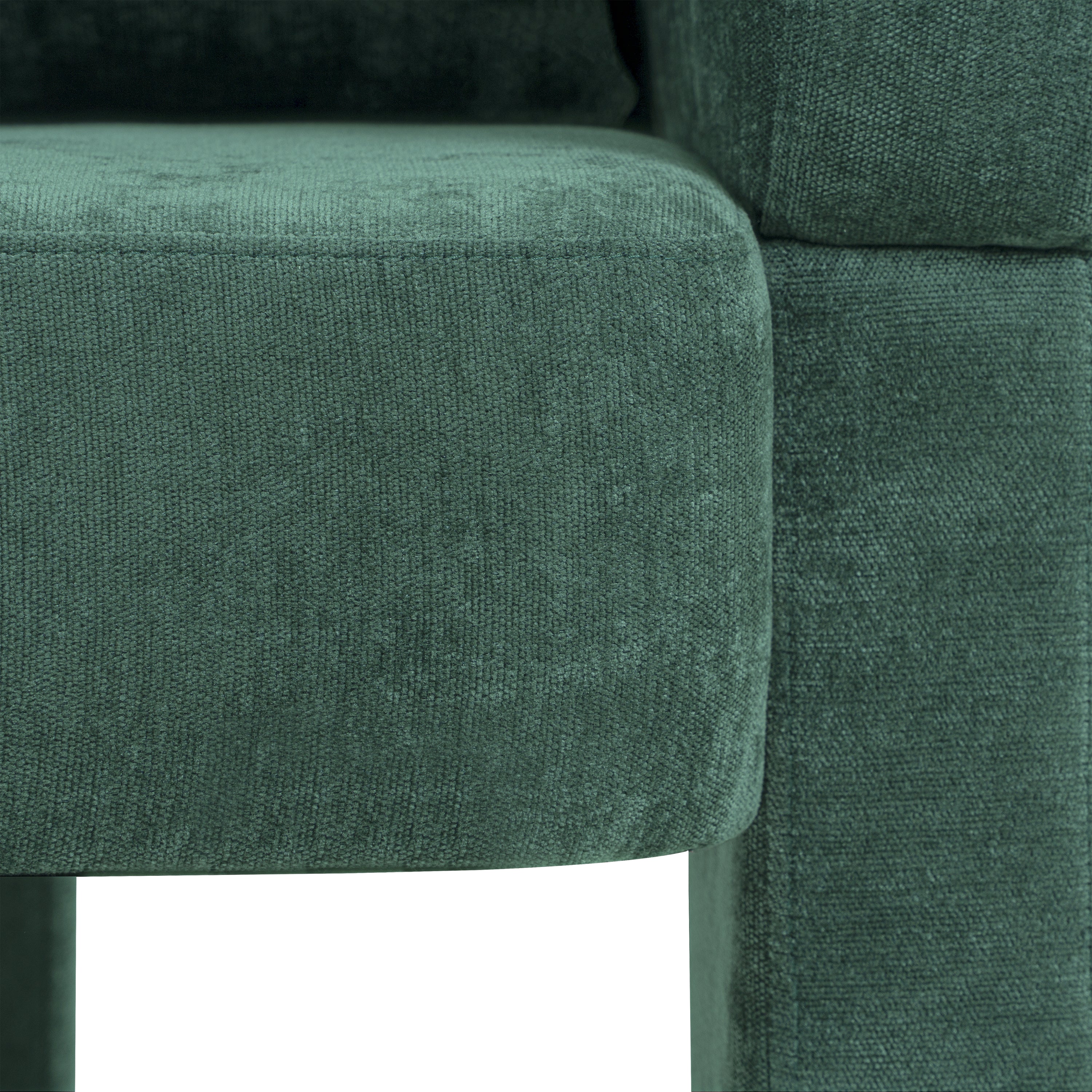 Modern 3-Leg Chenille Accent Chair with Ergonomic Arms & Removable Pillow, Plush Small Space Armchair, Single Sofa Chair for Living Room, Bedroom, Dining Room and Office, Dark Green