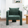 Modern 3-Leg Chenille Accent Chair with Ergonomic Arms & Removable Pillow, Plush Small Space Armchair, Single Sofa Chair for Living Room, Bedroom, Dining Room and Office, Dark Green