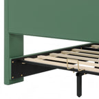 King Size Leather Upholstered Bed Frame, Modern Bed Frame with Wingback Head board, Upholstered Platform Bed with Wavy Footboard, No Spring Box Needed, Dark Green Bed Frame