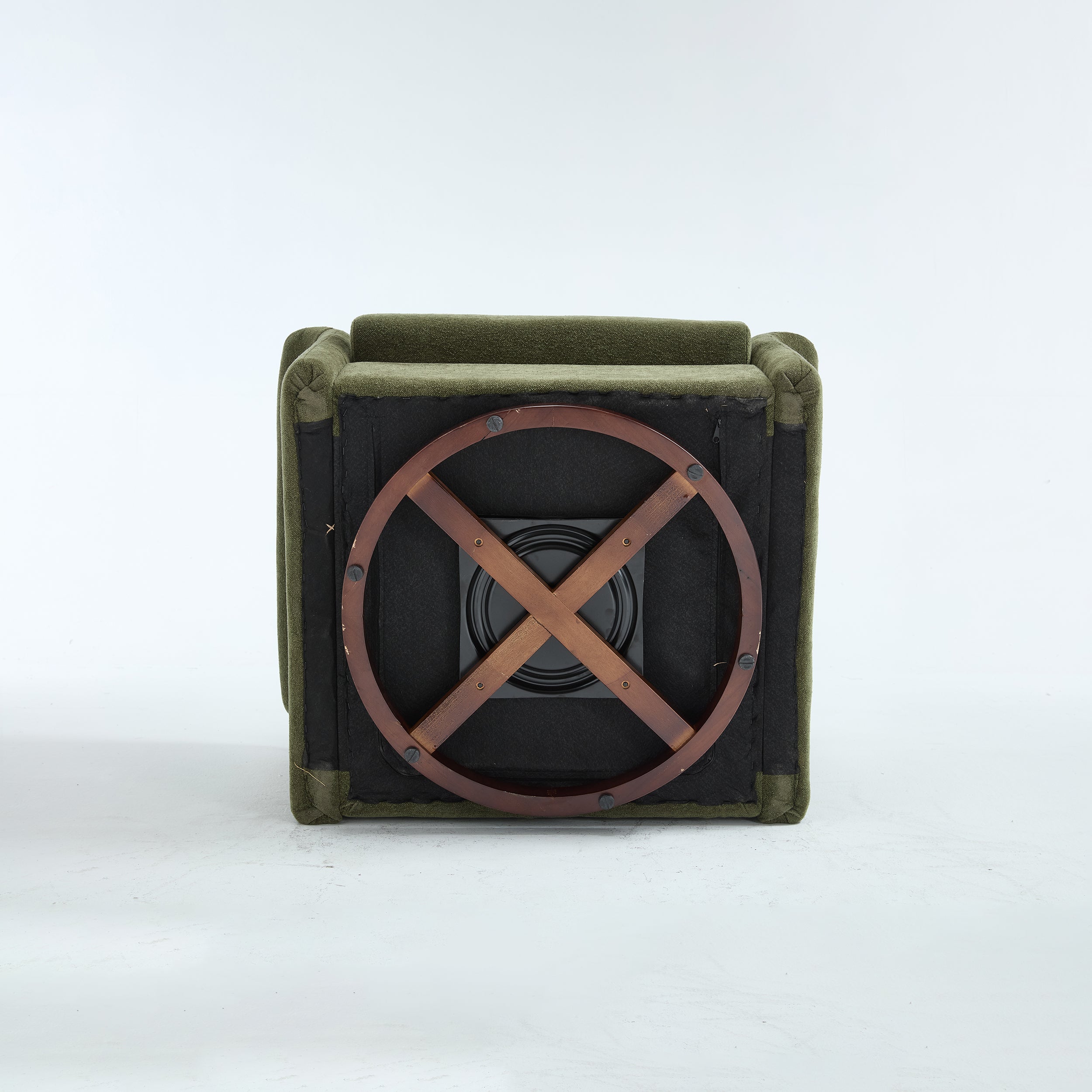 Swivel Accent Chair Modern Barrel Armchair with Wood Base for Bedroom Reading Waiting Living Room