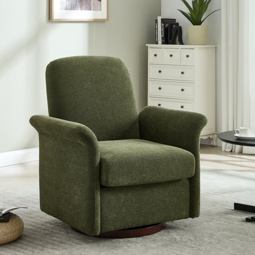 Swivel Accent Chair Modern Barrel Armchair with Wood Base for Bedroom Reading Waiting Living Room