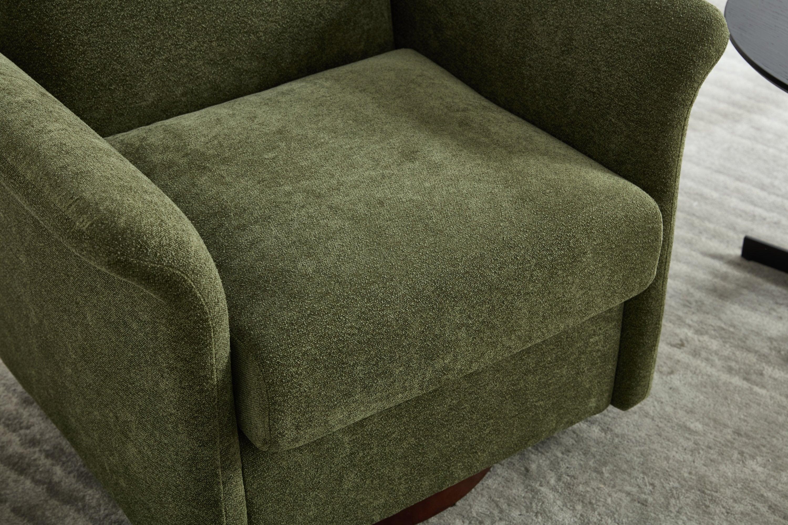 Swivel Accent Chair Modern Barrel Armchair with Wood Base for Bedroom Reading Waiting Living Room