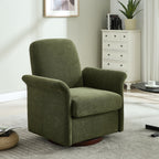Swivel Accent Chair Modern Barrel Armchair with Wood Base for Bedroom Reading Waiting Living Room