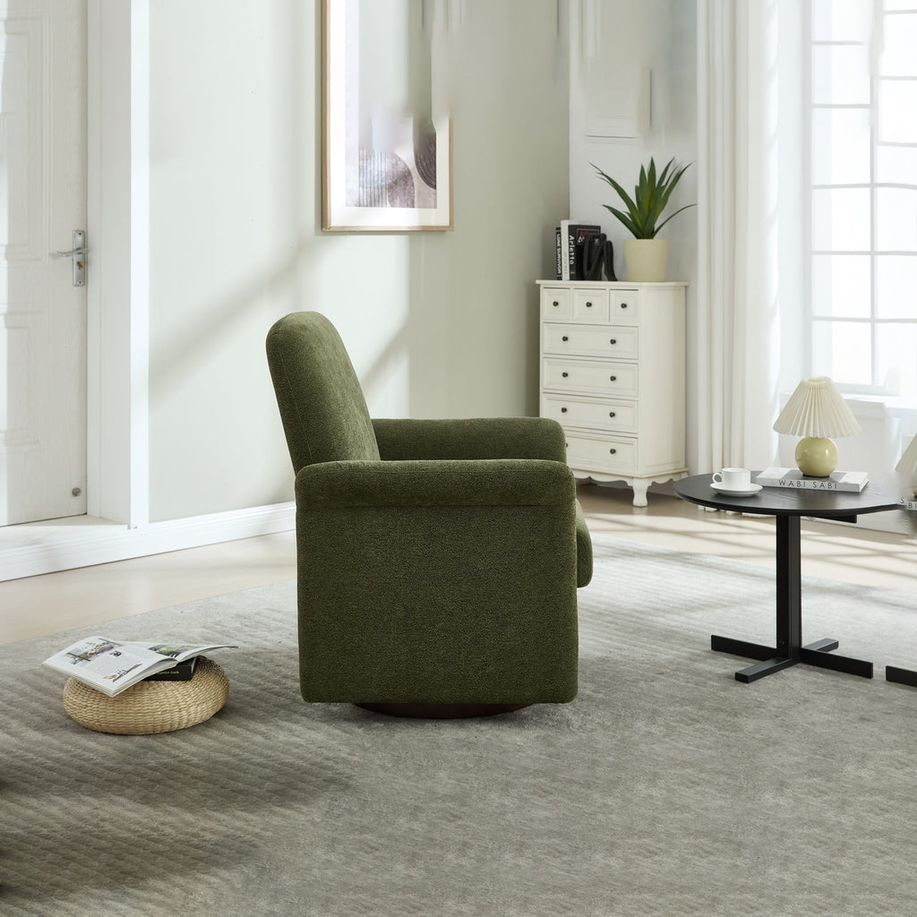 Swivel Accent Chair Modern Barrel Armchair with Wood Base for Bedroom Reading Waiting Living Room