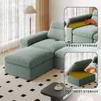 This simple modular sofa is made of cotton and linen, with a backrest that can be adjusted backward. It is soft and comfortable, has storage space, and is suitable for both living rooms and bedrooms.