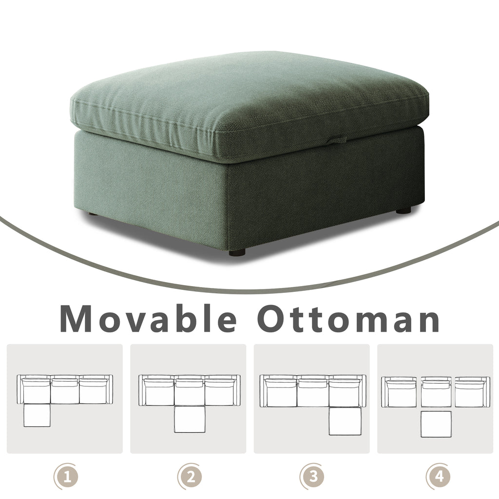 This simple modular sofa is made of cotton and linen, with a backrest that can be adjusted backward. It is soft and comfortable, has storage space, and is suitable for both living rooms and bedrooms.