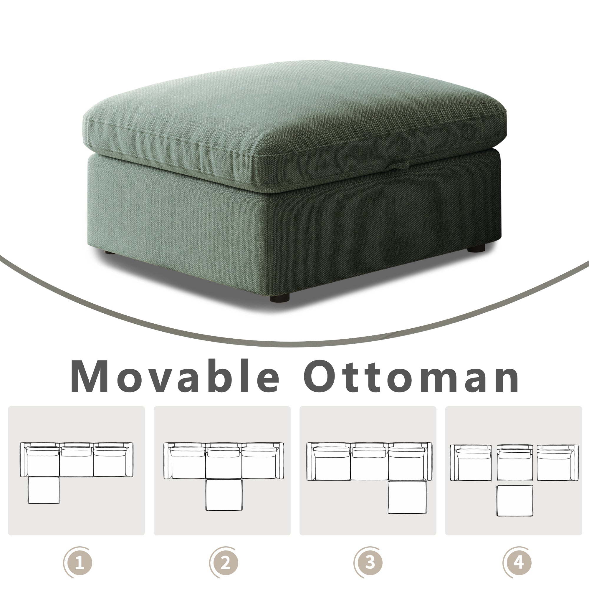 This simple modular sofa is made of cotton and linen, with a backrest that can be adjusted backward. It is soft and comfortable, has storage space, and is suitable for both living rooms and bedrooms.