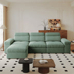 This simple modular sofa is made of cotton and linen, with a backrest that can be adjusted backward. It is soft and comfortable, has storage space, and is suitable for both living rooms and bedrooms.