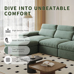 This simple modular sofa is made of cotton and linen, with a backrest that can be adjusted backward. It is soft and comfortable, has storage space, and is suitable for both living rooms and bedrooms.