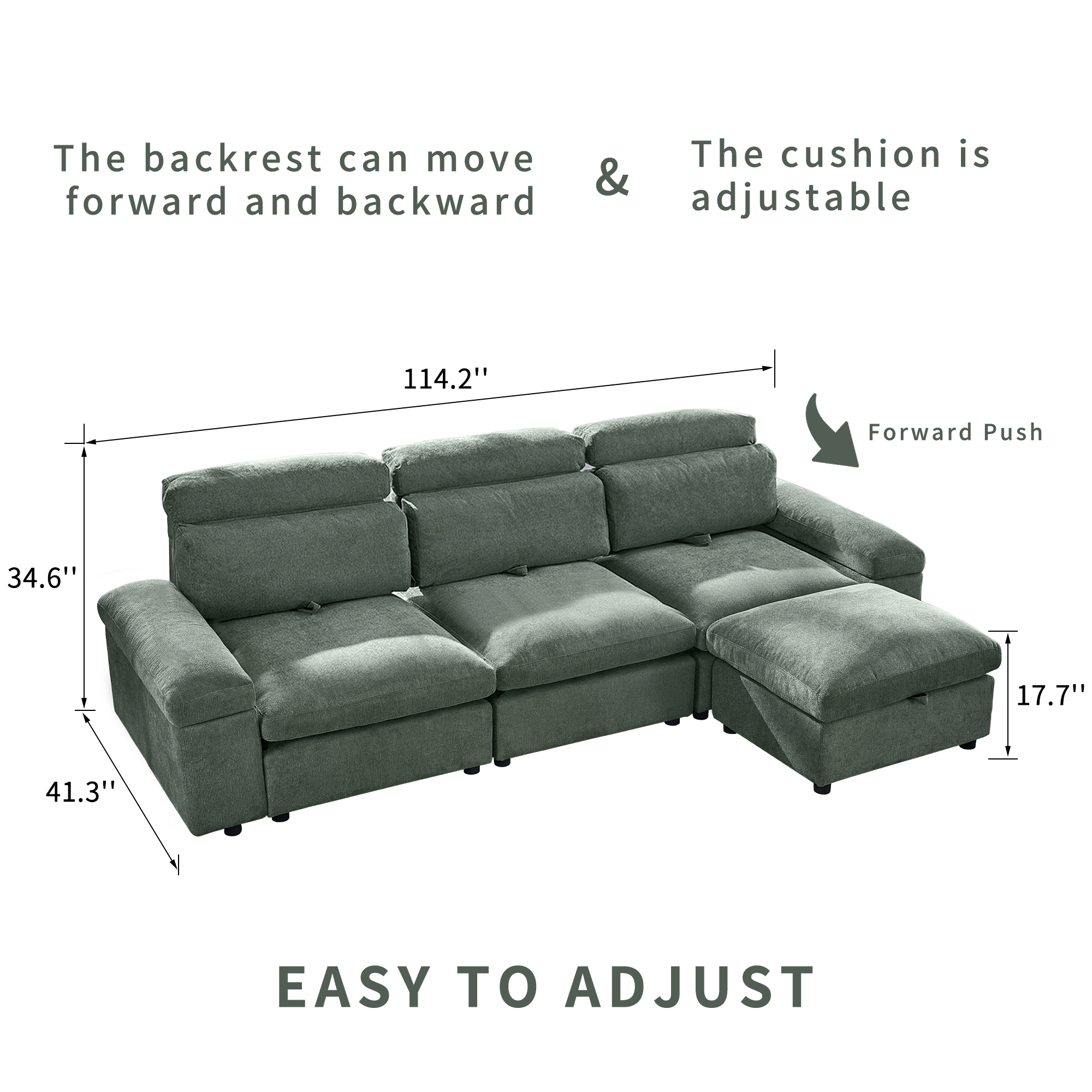 This simple modular sofa is made of cotton and linen, with a backrest that can be adjusted backward. It is soft and comfortable, has storage space, and is suitable for both living rooms and bedrooms.
