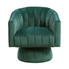 Dark Green Velvet Accent Chair Modern Luxury Living Room Furniture, 1pc Swivel Chair Comfortable Barrel Back