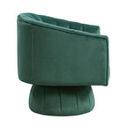 Dark Green Velvet Accent Chair Modern Luxury Living Room Furniture, 1pc Swivel Chair Comfortable Barrel Back