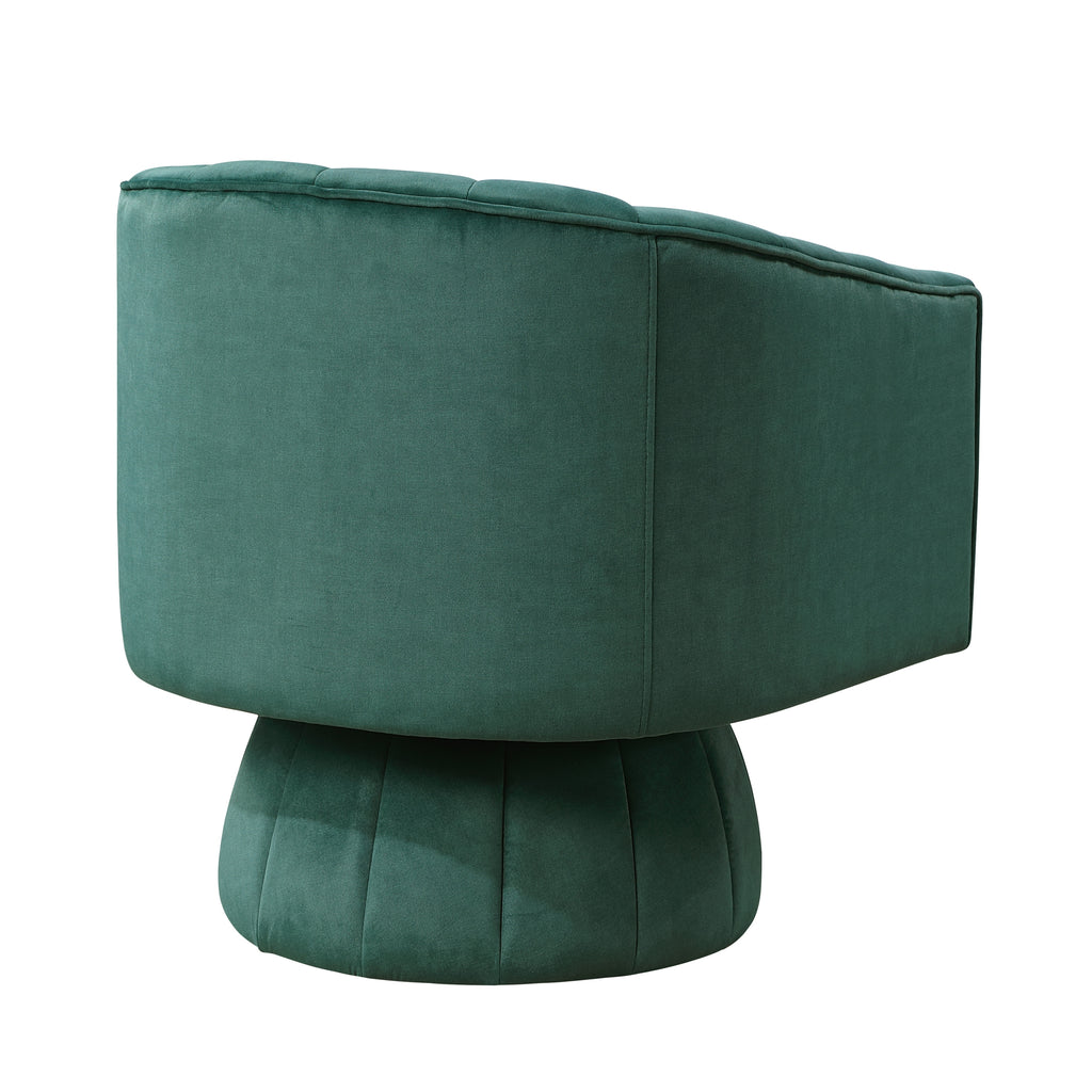 Dark Green Velvet Accent Chair Modern Luxury Living Room Furniture, 1pc Swivel Chair Comfortable Barrel Back