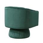 Dark Green Velvet Accent Chair Modern Luxury Living Room Furniture, 1pc Swivel Chair Comfortable Barrel Back