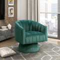 Dark Green Velvet Accent Chair Modern Luxury Living Room Furniture, 1pc Swivel Chair Comfortable Barrel Back