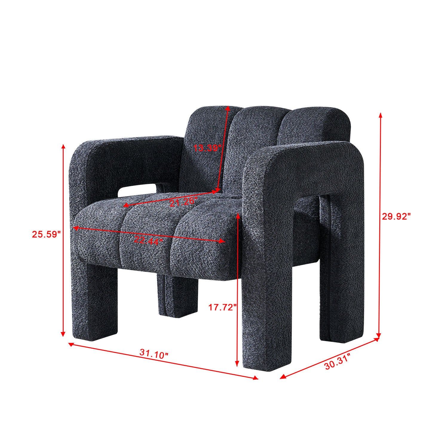 31.10 Wide Boucle Upholstered Accent Chair