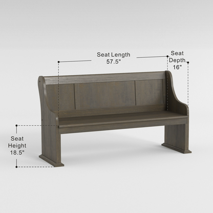 Dark Oak Finish 1pc Bench with Curved Arms Wooden Backrest Dining Furniture