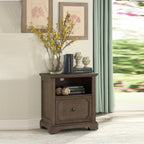 Dark Oak Finish 1pc File Cabinet with Storage Drawer Shelf Casters Movement Wooden Furniture